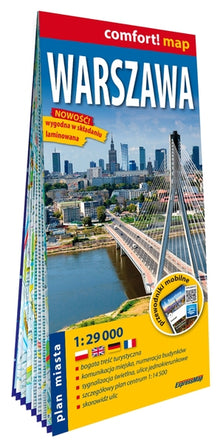 Varsovie 1/29.000 (carte grand format laminée - plan de ville). Warsaw. Warszawa