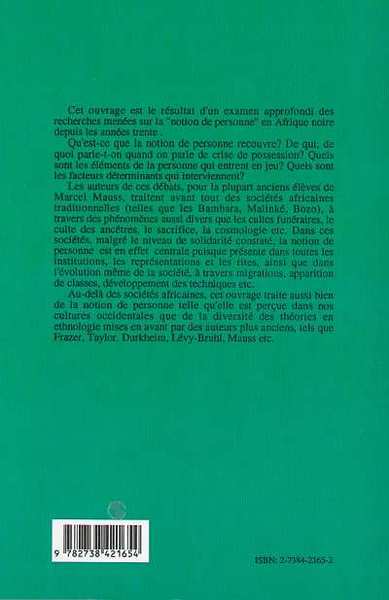 La notion de personne en Afrique Noire