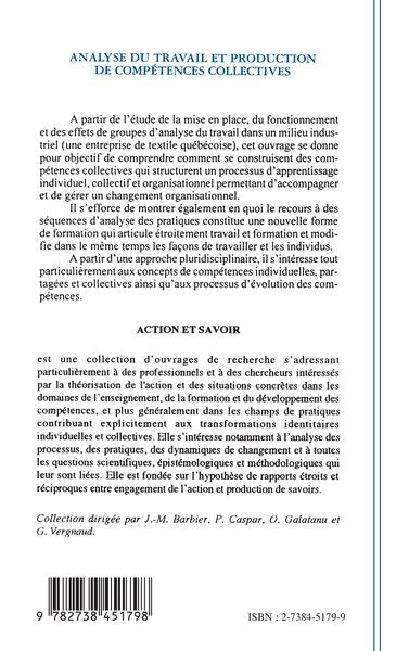 Analyse du travail et production de compétences collectives