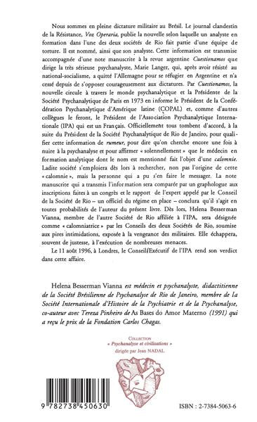 Politique de la psychanalyse face à la dictature et à la torture