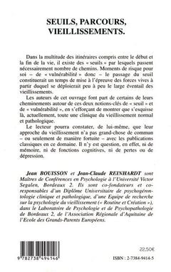 SEUILS, PARCOURS, VIEILLISSEMENTS