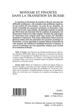 Monnaie et finances dans la transition en Russie