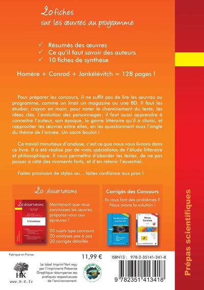 20 fiches sur les oeuvres au programme l'aventure thème de français 2017-2018