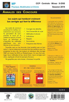 Annales corrigées concours 2018 MP physique modélisation chimie