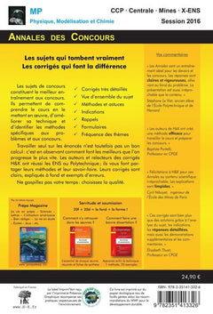Annales des concours 2016 MP physique modélisation et chimie