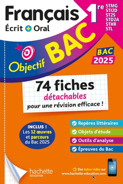 Objectif BAC 2025 Fiches détachables Français 1res STMG - STI2D - ST2S - STL - STD2A - STHR