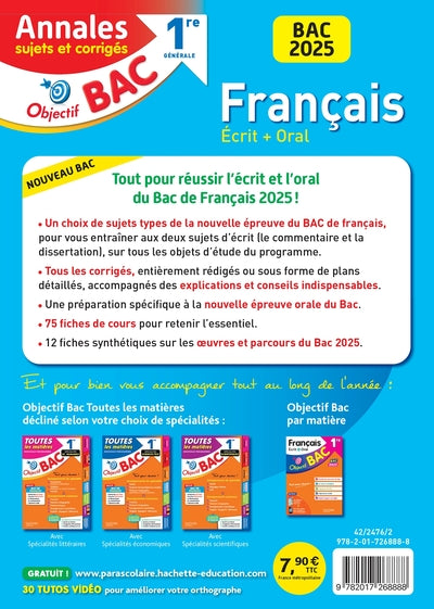 Annales Objectif BAC 2025 - Français 1re générale