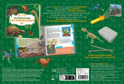 Je découvre les dinos - coffret avec lampe et kit excavation