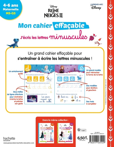 Disney - La Reine des neiges 2 - Mon cahier effaçable - J'écris les lettres minuscules