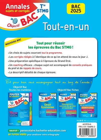 Annales Objectif BAC 2025 -  Bac STMG Tout-en-un