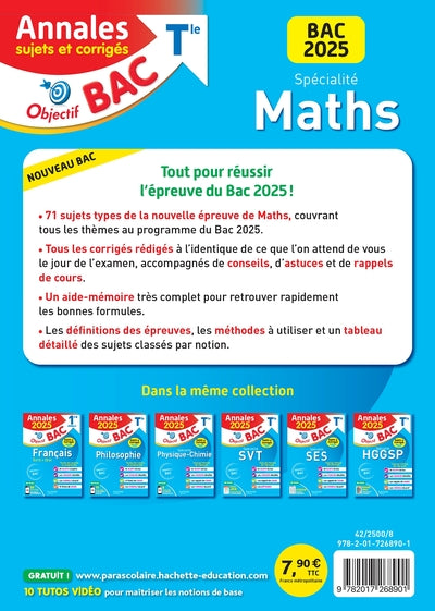 Annales Objectif BAC 2025 - Spécialité Maths Tle