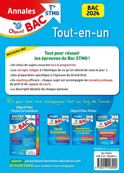 Annales Objectif Bac 2024 - Bac Terminale STMG Tout-en-un