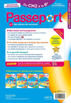 Passeport - Du CM2 à la 6ème 10/11 ans - Cahier de vacances 2026
