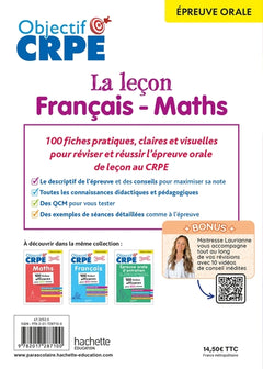 Objectif CRPE 2026 - épreuve orale de leçon - français et maths - 100 fiches pour bien réviser