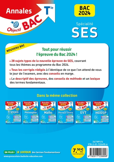 Annales Objectif Bac 2024 - Spécialité SES