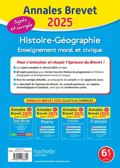Annales Brevet 2025 - Histoire-géo-EMC 3e - sujets et corrigés