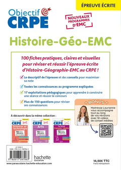 Objectif CRPE 2026 - Histoire Géographie-EMC - 100 fiches efficaces pour bien réviser - ép. écrite