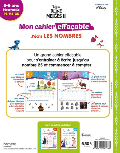 La Reine des Neiges 2 - Mon cahier effaçable - J'écris les nombres