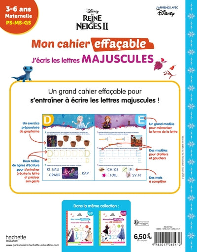 La reine des neiges 2 - Mon cahier effaçable - J'écris les lettres majuscules