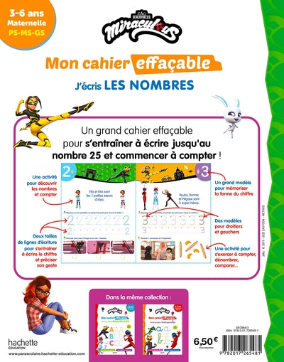 Miraculous - Mon cahier effaçable - J'écris les nombres