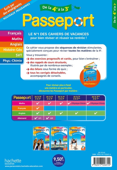 Passeport - Toutes les matières - De la 4e à la 3e - Cahier de vacances 2024