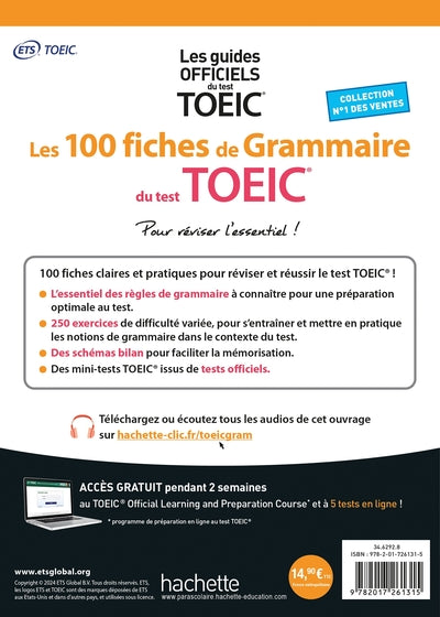 Les 100 fiches de grammaire du test TOEIC® (conforme au nouveau test TOEIC)
