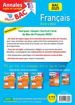 Annales Objectif BAC 2025 - Français 1res STMG - STI2D - ST2S - STL - STD2A - STHR