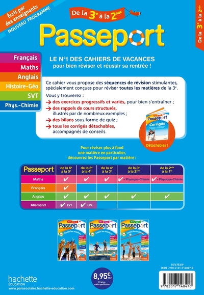 Passeport - Toutes les matières - De la 3e à la 2de - Cahier de vacances 2024