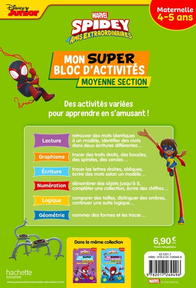 Disney Spidey et ses amis extraordinaires Mon super bloc d'activités de Moyenne Section