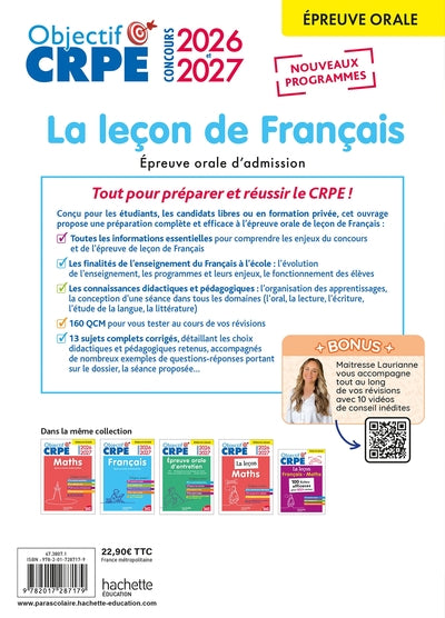 Objectif CRPE 2026-2027 - Français - La leçon - épreuve orale d'admission