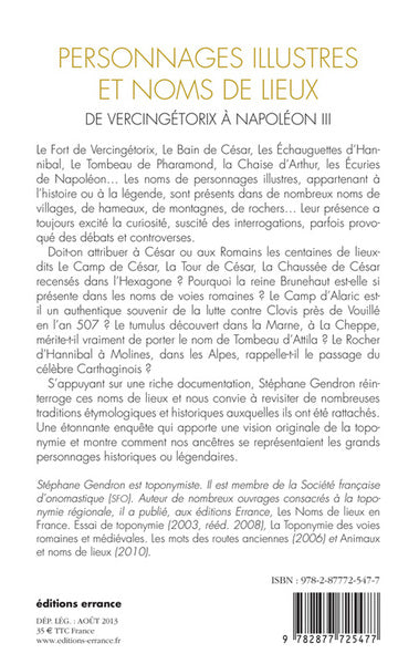 Personnages illustres et noms de lieux