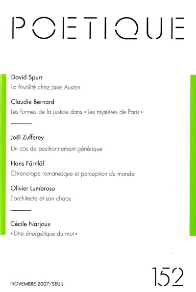 Poétique,  n°152
