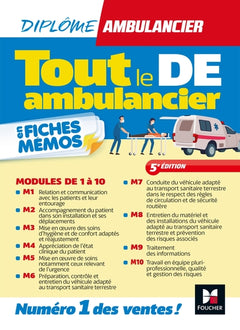 TOUT LE DE AMBULANCIER - DEA - MODULES 1 À 10 EN FICHES MEMOS - REVISION 5E ED