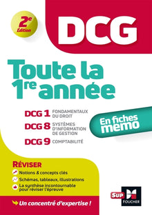 DCG - Toute la 1ère année du DCG 1, 8, 9 en fiches - Révision