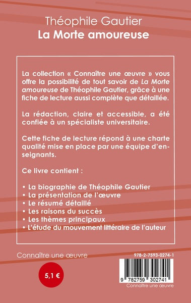 Fiche de lecture La Morte amoureuse de Théophile Gautier (Analyse littéraire de référence et résumé complet)