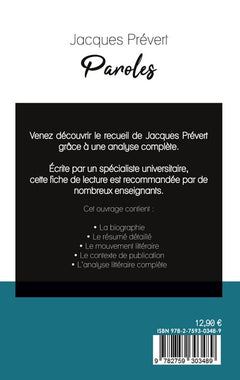 Paroles de Jacques Prévert (fiche de lecture et analyse complète de l'oeuvre)
