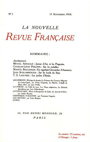 Fac-similés des deux numéros 1 de "La Nouvelle Revue Française"