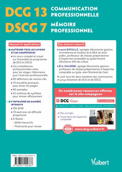 DCG 13 - Communication professionnelle  DSCG 7 - Mémoire professionnel  Avec applications
