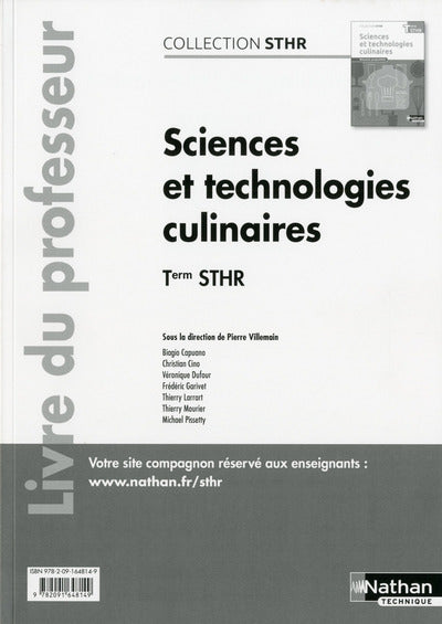 Sciences et technologies culinaires Terminale