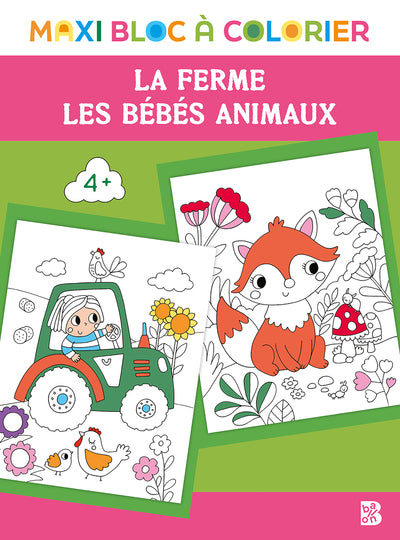 Maxi bloc à colorier - Ferme + bébés animaux