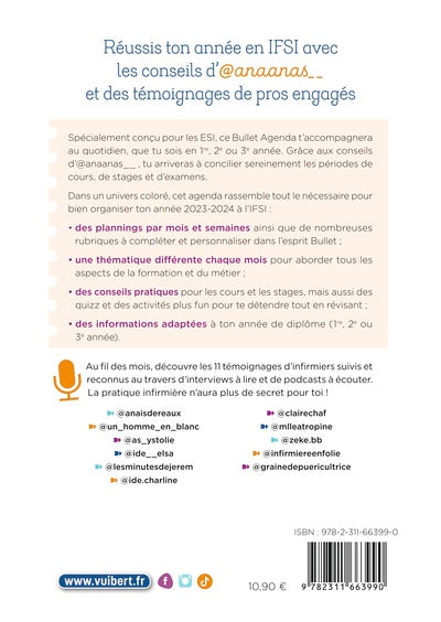 Le bullet agenda de l'étudiante infirmière et de l'étudiant infirmier 2023-2024