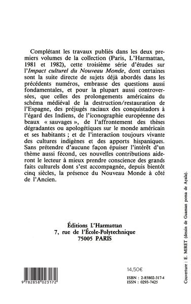 Etudes sur l'impact culturel du Nouveau Monde III