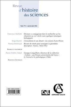 Revue d'histoire des sciences n°79 1/2026