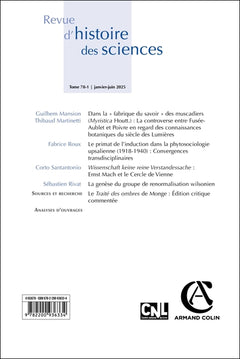 Revue d'histoire des sciences 78-1 1/2025
