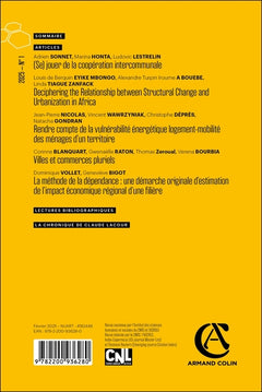 Revue d'économie régionale et urbaine Nº1/2025