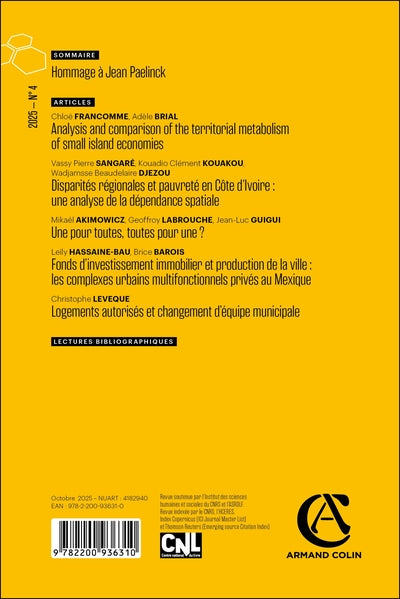 Revue d'économie régionale et urbaine Nº4/2025