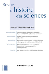 Revue d'histoire des sciences 2/2019 Varia