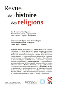 Revue de l'histoire des religions (4/2017) Les discours sur les religions dans l'empire romain