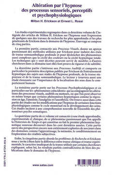 Altération par l'hypnose des processus sensoriels, perceptifs et psychophysiologiques Tome 2 - L'intégrale des articles de Milton H. Erickson sur l'hypnose