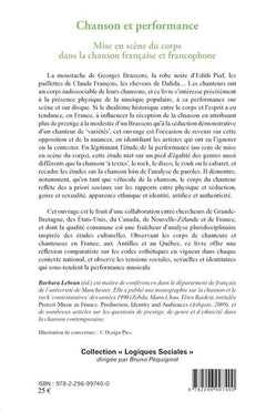 Chanson et performance: Mise en scène du corps dans la chanson française et francophone